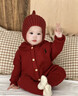G.duck高端親子裝一家三口四口紅色毛衣寶寶小月齡周歲禮服母子母女秋冬 紅色 80 連帽爬服 曬單實(shí)拍圖