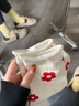 江狗花朵襪子女卷邊中筒襪秋冬2025新款ins潮甜美網(wǎng)紅可愛(ài)日系長(cháng)襪棉 白色+黃色+粉色 （7a抗菌/無(wú)骨襪） 3雙 均碼 曬單實(shí)拍圖