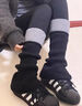 JIOESC襪套女秋冬季少女保暖復古顯瘦百搭針織微喇無(wú)骨堆堆襪腿套小腿套 黑色 1雙 均碼 曬單實(shí)拍圖