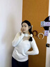 FSHE毛衣女冬季2025新款加絨加厚網(wǎng)紗針織衫修身內搭保暖女士打底衫 白色升級版 加絨 S 85-95斤 曬單實(shí)拍圖