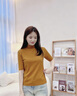 紅蜻蜓（RED DRAGONFLY）春秋新款高級感T恤女上衣五分袖針織衫年半高領(lǐng)中袖修身打底 芥黃色 L 【建議110-120斤】 曬單實(shí)拍圖
