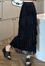 歐貝汐秋冬長(cháng)裙2025新款五層流蘇蛋糕裙百搭松緊腰設計感直筒半身裙子 黑色 L 曬單實(shí)拍圖