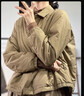 皮爾卡丹（pierre cardin）品牌出口純色翻領(lǐng)夾棉短款棉服女冬休閑減齡襯衫式棉衣外套 卡其色 M 【90-105斤】 曬單實(shí)拍圖
