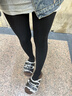 UNRSTND深灰色連褲襪女外穿秋冬季壓力瘦腿加絨加厚冬天保暖黑色打底褲 曬單實(shí)拍圖
