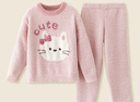 棉奇熊兒童睡衣秋冬男女孩保暖抗菌珊瑚絨家居服寶寶加絨加厚半邊絨套裝 蝴蝶貓咪-套裝【軟糯蓬松 保暖抗菌 不掉毛】 100 曬單實(shí)拍圖