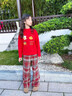 小豬彼特女童過(guò)年衣服2025新款女大童套裝秋冬洋氣喜慶新年戰袍兒童拜年服 15190紅格 【加絨款】 120 cm 曬單實(shí)拍圖