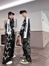 NAOISKEY?腦斯基兒童街舞演出服男童機車(chē)服裝少兒hiphop架子鼓童裝女童嘻哈套裝潮 黑白長(cháng)袖5星盾 130 曬單實(shí)拍圖