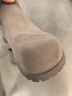 美洋（MEIYANG）佩奇短靴 牛反絨雅丹風(fēng)復古丑萌厚底增高顯瘦大頭靴春季新款女靴 灰色 38 曬單實(shí)拍圖