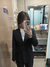GURTILKI西裝套裝女2025新款春秋職業(yè)裝套裝酒店前臺工作服大學(xué)生面試正裝 黑色西裝+闊腿褲+白襯衫 L 曬單實(shí)拍圖