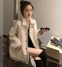 JRET小香風(fēng)外套女毛呢2025秋冬韓版寬松短款加厚毛絨夾克上衣開(kāi)衫女 米白色【收藏關(guān)注店鋪優(yōu)先發(fā)貨】丨 S 建議【100斤以下】 曬單實(shí)拍圖