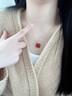 金大福 紅瑪瑙吊墜紅色項鏈女款紅寶石方糖生日圣誕節送女友老婆禮物 曬單實(shí)拍圖