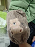 兒童袖套套袖秋冬小孩羽絨服套袖防污耐臟男童女孩絨布可愛(ài)護袖套 刺繡小熊【灰藍色+米黃色】?jì)呻p裝 曬單實(shí)拍圖
