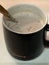 CLITON陶瓷馬克杯大容量帶勺蓋咖啡杯牛奶杯早餐杯辦公杯茶杯黑色350ml 曬單實(shí)拍圖