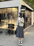 妃莉杋（FeiLiFan）針織連衣裙女裝新款2024秋季茶系穿搭一整套減齡時尚開衫裙子套裝 灰色毛衣+灰色半身裙 M【90-100斤】 曬單實拍圖