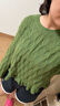 闊色（kuose）綠色鏤空長(cháng)袖針織衫喇叭袖上衣短款毛衣2025秋季穿搭新款女裝 綠色 L 曬單實(shí)拍圖