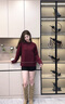 玖姿·安娜蔻優(yōu)雅淑女風(fēng)羊毛金蔥圓領(lǐng)落肩寬松針織衫女2025冬季新款 酒紅 M 曬單實(shí)拍圖