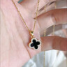伊燦黑白雙面四葉草吊墜項鏈女2025新款爆款鎖骨鏈小眾設計高級感頸鏈 黑白雙面四葉花吊墜項鏈女 曬單實(shí)拍圖