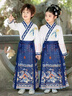 小淘孩兒童古裝漢服男女童春秋國學(xué)服國風(fēng)馬面裙三字經(jīng)中秋演出服 藍120 曬單實(shí)拍圖