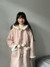 新年粉色連帽加絨加厚毛呢外套女秋冬款小個(gè)子學(xué)院風(fēng)可愛(ài)寬松大衣 粉色連帽外套(加絨)優(yōu)質(zhì)版 加厚 2XL 曬單實(shí)拍圖