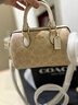 蔻馳（COACH）女包Rowan18 波士頓經(jīng)典老花單肩斜挎包pvc拼皮手提包枕頭包CW329 CW329IMXDM 曬單實(shí)拍圖