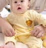 G.duck嬰兒秋衣秋褲套裝0一4歲寶寶男童女童高腰護肚褲純棉兒童內衣睡衣 純棉肩開(kāi)愛(ài)心黃色套裝 90 cm 曬單實(shí)拍圖
