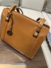 高巴度（GORBADO）真皮女包托特包大容量小眾設計女士包包斜挎包2025新款牛皮女式包 焦糖色 曬單實(shí)拍圖