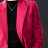 皮爾卡丹感職業(yè)西裝套裝女2026春秋休閑西服商務(wù)正裝通勤工作服外套 玫紅色西裝 L 曬單實(shí)拍圖