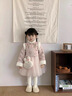 班喜迪女童連衣裙漢服冬裝寶寶周歲禮服裙子兒童國風(fēng)公主裙拜年服 粉色 90 曬單實(shí)拍圖