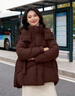 鴨鴨中長(cháng)款羽絨服女士冬季2025年潮流韓版寬松百搭時(shí)尚連帽面包服外套 深咖色 L 曬單實(shí)拍圖