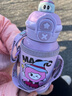 京東物流 卡通公仔兒童保溫杯一蓋雙飲杯男女生可愛(ài)便攜吸管水杯 紫色 500ml 曬單實(shí)拍圖
