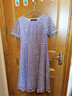 MY TENO春夏新款紫色印花蕾絲連衣裙短袖長(cháng)裙收腰時(shí)尚通勤 紫色 XL 曬單實(shí)拍圖