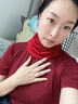 嬈蝶 純羊毛保暖套頭圍脖女純色雙層護頸脖套秋冬百搭針織小圍巾 豆沙紅 均碼 曬單實(shí)拍圖