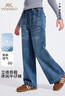 英氏（YEEHOO）兒童褲子女童牛仔褲春季透氣長(cháng)褲休閑柔軟牛仔直筒褲春秋中大童裝 摩登單寧-深牛仔 165 曬單實(shí)拍圖