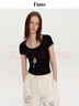 fano studios范洛Fano 通勤百搭軟糯親膚天絲彈力塑身大U領(lǐng)短袖女t恤上衣夏季 黑色 現貨 S 曬單實(shí)拍圖