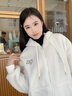 京多夢(mèng)愛(ài)心刺繡羊羔毛衛衣外套女2025秋冬新款連帽開(kāi)衫上衣軟糯舒適加絨 米白色【加絨款】 均碼 （120斤以?xún)龋?曬單實(shí)拍圖
