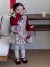 木木屋（mumuwu）漢服女童連衣裙夾棉加厚兒童旗袍裙中國風(fēng)喜慶拜年服女孩新年衣服 酒紅色+包包 100 適合90-100cm年齡3-4歲 曬單實(shí)拍圖