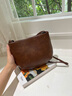 viney新款牛皮斜挎包包女包品牌單肩包生日女神節38婦女節禮物 【咖啡色】三八實(shí)用高級送老婆女友馬鞍包 輕奢時(shí)尚百搭休閑小眾洋氣水桶包 曬單實(shí)拍圖