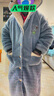 G.duck兒童睡袍加厚中大童珊瑚絨睡衣家居服男女童裝冬季法蘭絨加長(cháng)浴袍 加厚紐扣荷葉綠 170 L碼建議身高156-170cm 曬單實(shí)拍圖