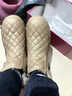 百麗踏新款高幫女鞋皮面棉鞋加絨保暖時(shí)尚松糕底軟底軟面防臭防滑雪地靴 T33 卡其色【內增高款】 38 曬單實(shí)拍圖