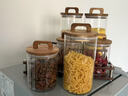 千尋雅致玻璃密封罐食品級家用食品級花茶收納罐展示罐子相思木蓋儲物收納 主圖款【7件套】小號密封罐+大號密封罐+收納架 曬單實(shí)拍圖
