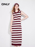 ONLY2025秋季新款休閑風(fēng)百搭彈力條紋長(cháng)裙針織連衣裙女|125146004 E15 仙粉黛紅色 XS 曬單實(shí)拍圖