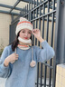 CHALL KITTY可愛(ài)護耳帽子圍巾一體針織毛線(xiàn)保暖帽元旦新年生日禮物送女友老婆 米色-生日圣誕節禮物高檔實(shí)用送女生老婆 曬單實(shí)拍圖