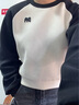 MO&Co.衛衣美式復古黑白撞色插肩袖字母刺繡寬松休閑上衣摩安珂 米白色-第2批 S 160 曬單實(shí)拍圖