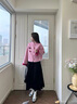 2026 秋冬新款純色雙面羊毛大衣女 小個(gè)子減齡款 帶胸針毛呢外套 粉紅色 M 曬單實(shí)拍圖
