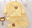 小三月德絨嬰兒保暖內衣套裝春秋季男女小寶寶開(kāi)衫秋衣秋褲分體套裝開(kāi)襠 R01-S+R01-K黃色 80碼，建議17-21斤 曬單實(shí)拍圖