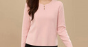 纖莉秀【舒適軟糯減齡針織衫】大碼女裝鏤空領(lǐng)口上衣胖mm冬裝新款3614 粉色 2XL 曬單實(shí)拍圖