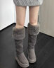 LINBUXAN美拉德大毛兩穿過(guò)膝雪地靴2025冬絨面圓頭東北加厚毛里保暖雪地棉 灰色高 38 曬單實(shí)拍圖