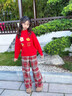 小豬彼特女童過(guò)年衣服2025新款女大童套裝秋冬洋氣喜慶新年戰袍兒童拜年服 15190紅格 【加絨款】 120 cm 曬單實(shí)拍圖