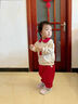 幼歌（YOUGE）嬰幼兒草莓女孩甜美POLO領(lǐng)衛(wèi)衣活力軟彈休閑衛(wèi)褲套裝潮 草莓紅褲子（66-90兩用襠) 80 cm 曬單實(shí)拍圖