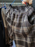 左西女童加絨褲子冬款保暖2025新款兒童復古格紋褲闊腿褲 咖棕格 160 曬單實(shí)拍圖